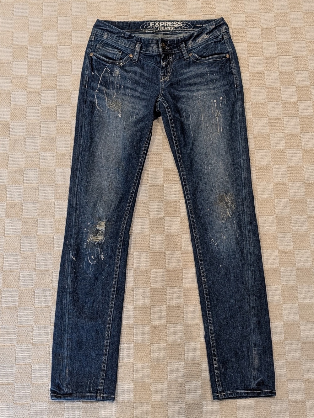 Express Y2K Zelda Skinny Low Rise Distressed Jeans Size 4